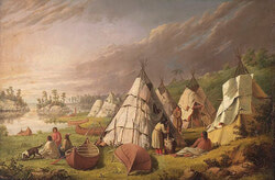 Encampment Among the Islands of Lake Huron by Paul Kane (1810–71). Royal Ontario Museum, Public domain, via Wikimedia Commons.